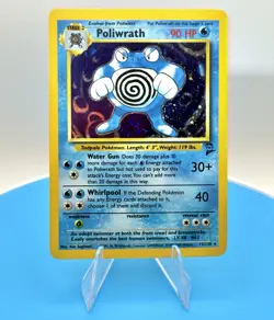 Pokemon Poliwrath 15/130 Base Set 2 Holo Swirl Rare Unlimited English Vintage - Image 1