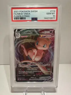 Pokemon TCG Mew VMAX 114/264 Fusion Strike Full Art Holo PSA 10 (2021) - Image 1