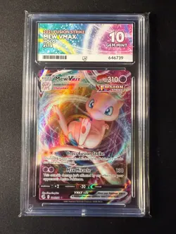 Pokemon TCG Mew VMAX 114/264 Fusion Strike – ACE 10 Gem Mint – Perfect Subgrades - Image 1