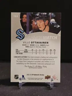 2025-26 Upper Deck SP Authentic Future Watch Auto Ville Ottavainen /999 RC #153 - Image 2