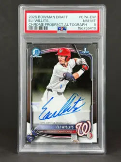Eli Willits 2025 Bowman Draft Chrome 1st Bowman AUTO On Card Nationals PSA 8 - Image 1