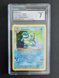 Pokemon Base Set Shadowless Rare Holo Blastoise Card 2/102 - CGC 7 - Image 1