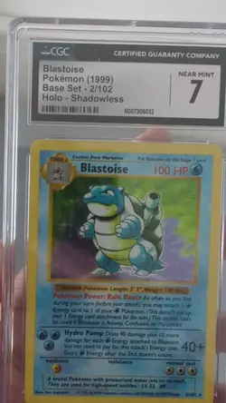 Pokemon Base Set Shadowless Rare Holo Blastoise Card 2/102 - CGC 7 - Image 2