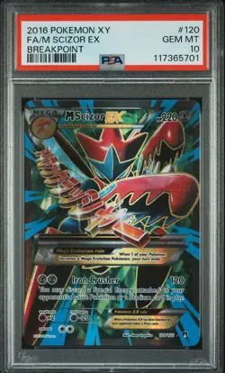 Pokemon M Scizor EX XY Breakpoint Full Art #120 PSA 10 Gem Mint - Image 1