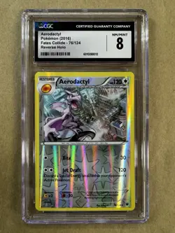CGC 8 - 2016 POKEMON AERODACTYL 76/124 Reverse Foil - Fates Collide - Image 1