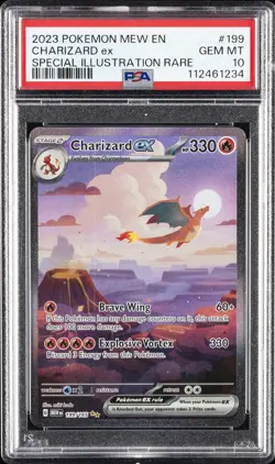 2023 POKEMON MEW EN-151 SPECIAL ILLUSTRATION RARE #199 CHARIZARD EX PSA 10 - Image 1