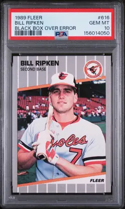 1989 FLEER BLACK BOX OVER ERR #616 BILL RIPKEN PSA 10 - Image 1