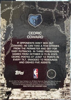 2025-26 Cedric Coward Topps Cactus Jack NBA Logofractor Rookie SP #71 - Image 2
