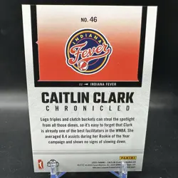 Caitlin Clark Holo Foil 2025 Panini Chronicled WNBA Card #46 SP Fever Parallel - Image 2