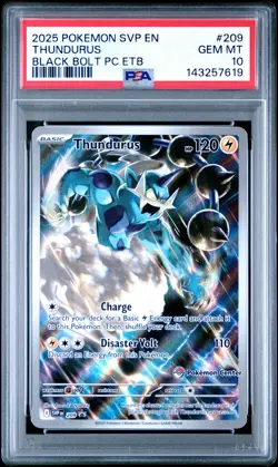 THUNDURUS 2025 Pokemon Black Bolt Star Promo Pokemon Center ETB #209 PSA 10 - Image 1
