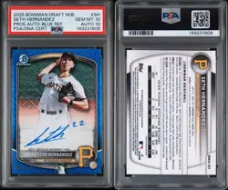 2025 Bowman Draft Seth Hernandez BMA-SH Blue Mojo /150 Auto PSA 10 - Image 1