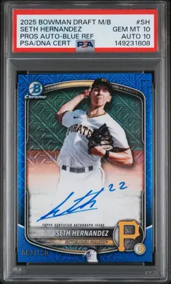 2025 Bowman Draft Seth Hernandez BMA-SH Blue Mojo /150 Auto PSA 10 - Image 3