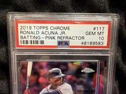 2019 Topps Chrome - Ronald Acuna Jr. #117 Pink Refractor Batting PSA 10 - Image 2