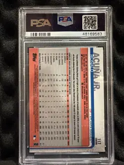 2019 Topps Chrome - Ronald Acuna Jr. #117 Pink Refractor Batting PSA 10 - Image 3