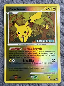 Pokemon Pikachu 94/123 Diamond and Pearl Burger King Stamped Reverse Holo LP+ - Image 1