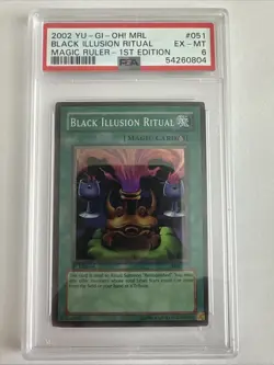 PSA 9 Mint Yu-Gi-Oh! Black Illusion Ritual MRL-051 Super Rare 1st Edition PSA 6 - Image 1
