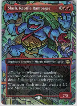 Slash Reptile Rampager Borderless Foil 208 Teenage Mutant Ninja Turtles MTG - Image 1