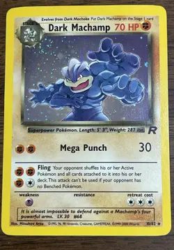 2000 Dark Machamp 10/82 Holo Rare 🌀 Swirl Team Rocket WOTC Pokemon LP - Image 1