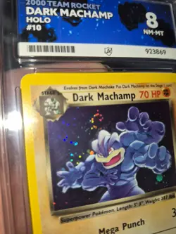 Pokemon Dark Machamp Holo Rare 10/82 Team Rocket 2000 Ace Grade 8 Multi Swirls - Image 1