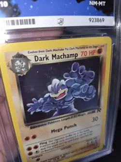 Pokemon Dark Machamp Holo Rare 10/82 Team Rocket 2000 Ace Grade 8 Multi Swirls - Image 2
