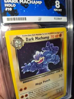 Pokemon Dark Machamp Holo Rare 10/82 Team Rocket 2000 Ace Grade 8 Multi Swirls - Image 4