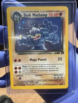 Dark Machamp 10/82 Holo Rare Team Rocket Unlimited 2000 Pokemon NM/LP Swirl - Image 1