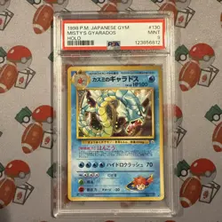 1998 Pokemon Japanese Gym Misty’s Gyarados Holo #130 PSA 9 Mint + Stand - Image 1