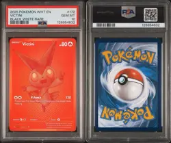 2025 POKEMON WHT EN-WHITE FLARE BLACK WHITE RARE #172 VICTINI PSA 10 - Image 3