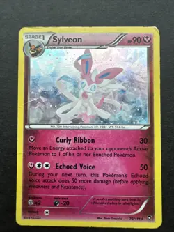 Pokemon Card TCG Sylveon 72/111 XY Furious Fists Cracked Ice Holo Rare 2014 DMG - Image 1