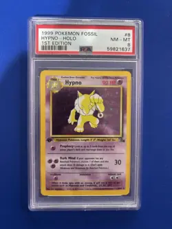 PSA 8 1999 Pokemon Fossil Hypno Holo Rare 1st Edition 8/62 English - Image 1