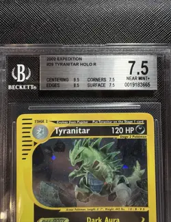 2002 Pokemon Expedition Tyranitar Holo Rare #29/165 - Beckett BGS 7.5 Near Mint+ - Image 2