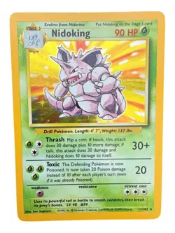 Vintage Pokemon Nidoking Base Set Holo 11/102 WOTC 1999 - Image 1
