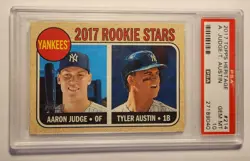 2017 Topps Heritage #214 Rookie Stars, Aaron Judge & Tyler Austin, PSA 10 GEM MT - Image 1
