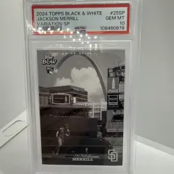 2024 Topps Black & White - Jackson Merrill #25-SP Image Variation (RC) PSA 10 - Image 1