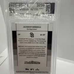 2024 Topps Black & White - Jackson Merrill #25-SP Image Variation (RC) PSA 10 - Image 4