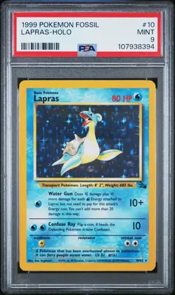 1999 POKEMON FOSSIL #10 LAPRAS-HOLO PSA 9 - Image 1
