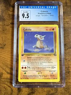 CGC 10 GEM MINT Cubone 1999 Jungle 1st Edition 50/64 Pokemon Card - Image 1