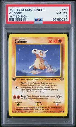 1999 Pokemon Jungle Cubone 1st Edition PSA 8 #50/64 - Image 1