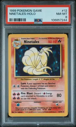 1999 POKEMON BASE SET UNLIMITED #12 NINETALES-HOLO PSA 8 - Image 1