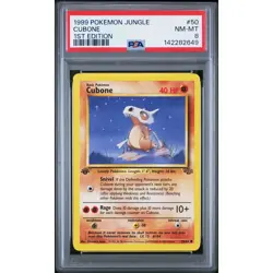 PSA 8 NM-MT Cubone 1st Edition 50/64 Pokemon 1999 Jungle Common Graded Card - Image 1