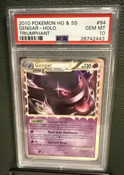2010 POKEMON HGSS TRIUMPHANT GENGAR PRIME HOLO #94/102 ULTRA RARE PSA 10 - Image 1