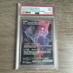 2025 POKEMON DRI EN-DESTINED RIVALS #231 TEAM ROCKET'S MEWTWO EX PSA 9 - Image 1