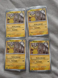 X4 POKEMON NATURAL HISTORY MUSEUM TCG PIKACHU AT THE JUMBO PROMO TRADING CARD - Image 1