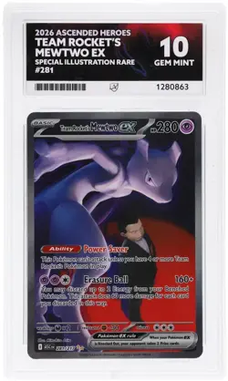 Pokemon TCG: Team Rockets Mewtwo 281/217 Ascended Hero ace 10 Perfect Subgrades - Image 1