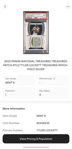 2022 National Treasures Treasured Patches Tyler Lockett Holo Silver /25 PSA 9 - Image 4