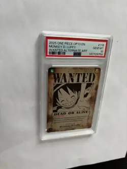 One Piece Monkey.D.Luffy Carrying On His Will OP13-118 Wanted Alt Art PSA 10 - Image 4