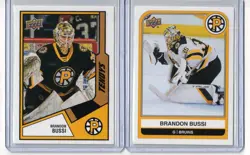 Brandon Bussi 2 card lot 2023-24 Upper Deck AHL #98 Tendys Carolina Hurricanes - Image 1