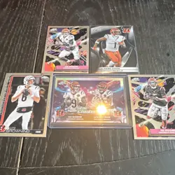 Topps Chrome/Chrome Black 2023 Bengals 5-Card Lot Burrow/Chase Star Clusters - Image 1