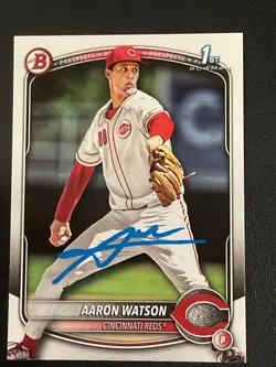 Aaron Watson Signed Card 2025 1st Bowman Draft In Person Autograph (IP) Auto - Image 1