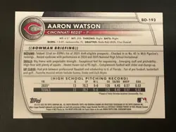 Aaron Watson Signed Card 2025 1st Bowman Draft In Person Autograph (IP) Auto - Image 2